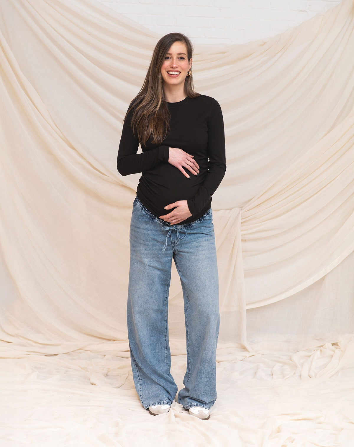 CORD WIDE LEG JEANS MATERNITY BLAUW