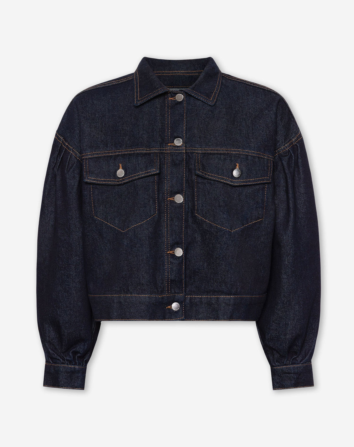 DENIM BALLOON JACKET DONKERBLAUW