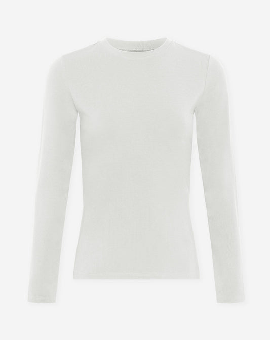 BASIC LONG SLEEVE FITTED TOP CRÈME