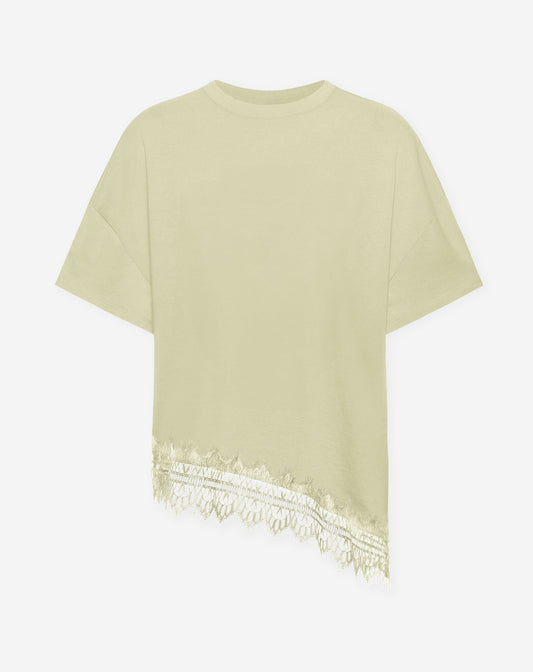 LACE BORDER OVERSIZED TEE PISTACHE