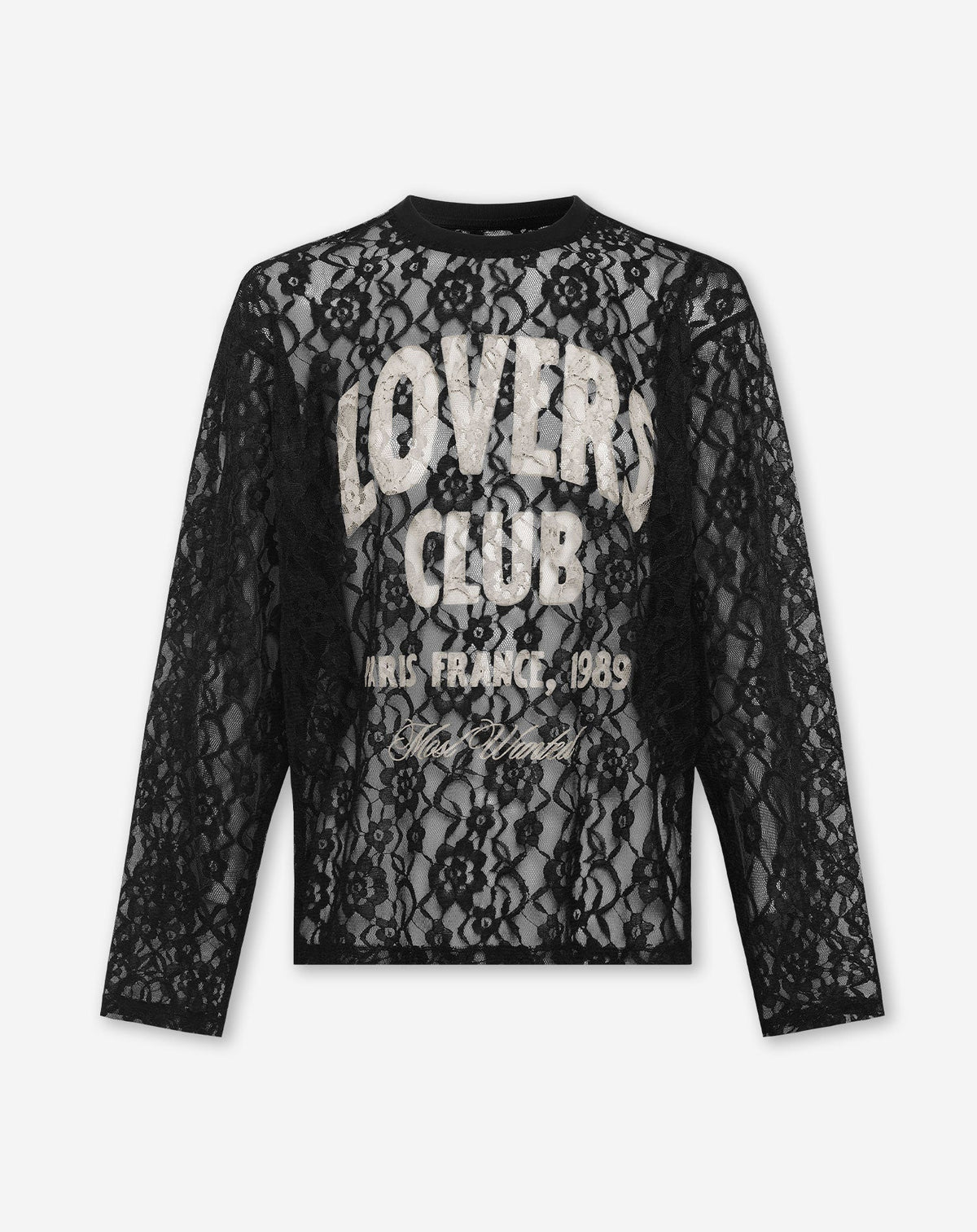 LOVERS CLUB LACE LONG SLEEVE TEE ZWART