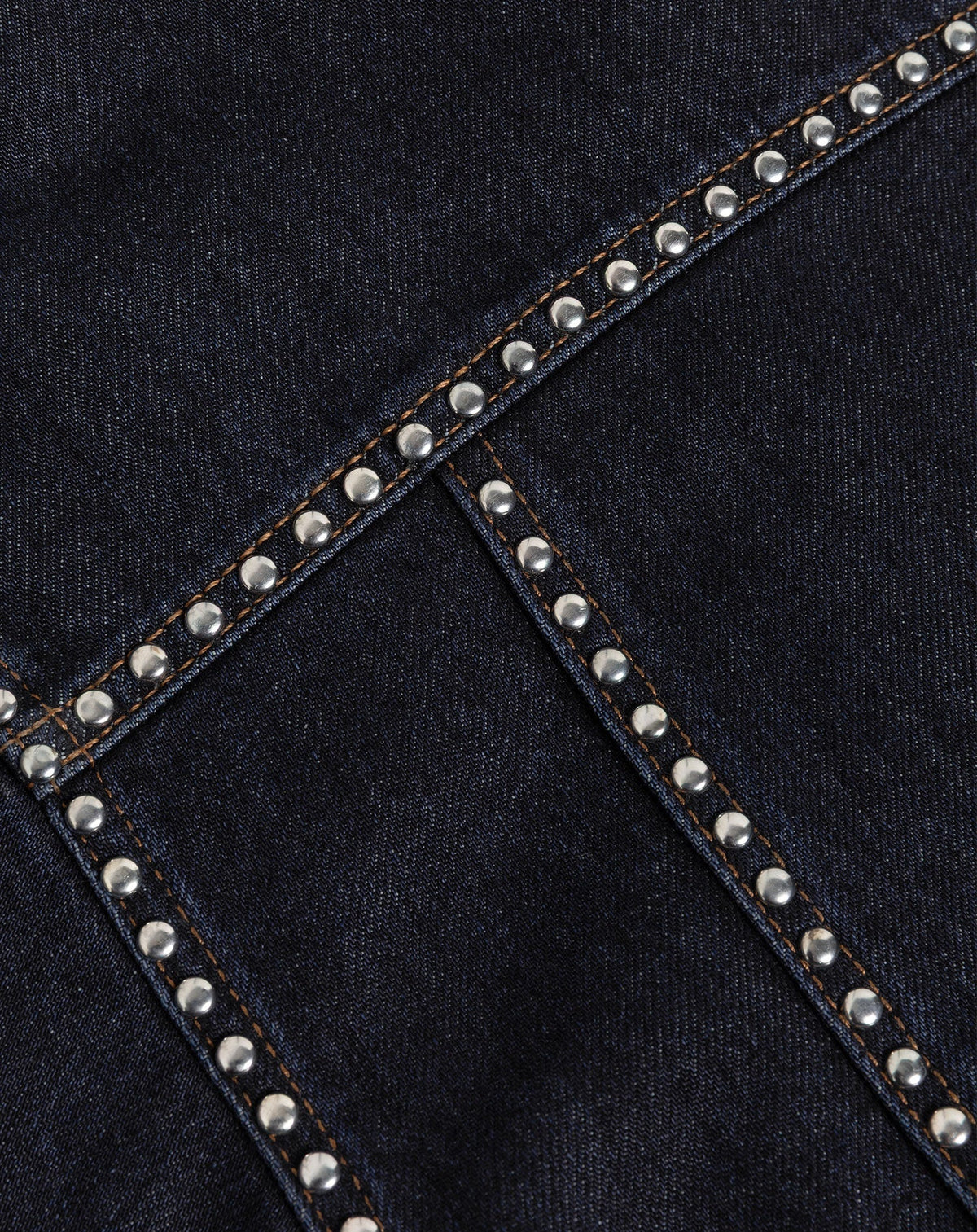 LIA STUD DENIM JACKET DONKERBLAUW