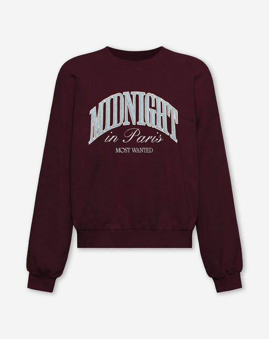 MIDNIGHT SATIN PATCH SWEATER DONKER BURGUNDY