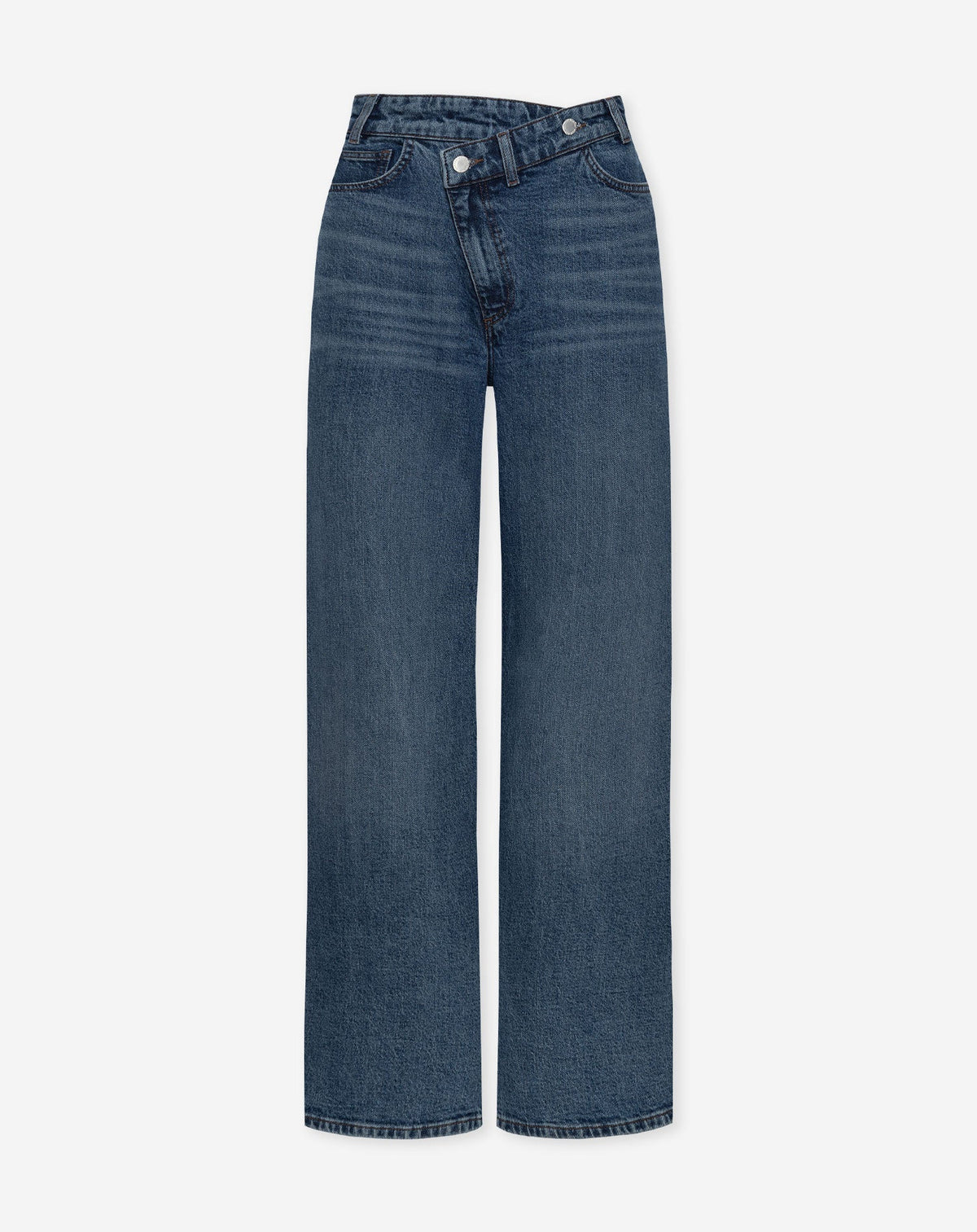 ELVY CROSSOVER WIDE LEG JEANS DONKERBLAUW