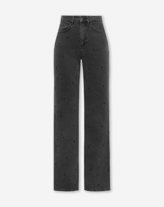 DOT BOOTCUT JEANS DONKERGRIJS