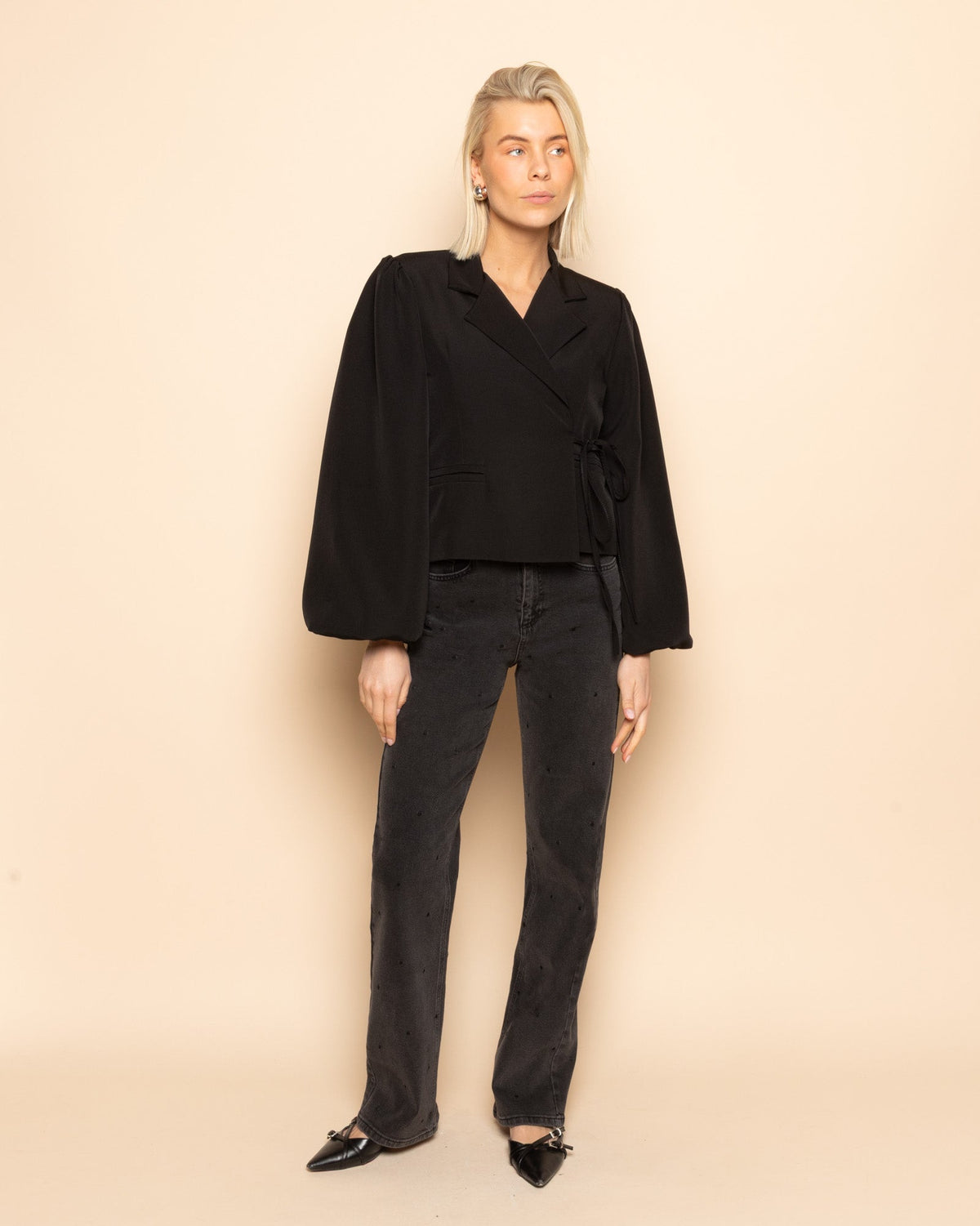 DOT BOOTCUT JEANS DONKERGRIJS