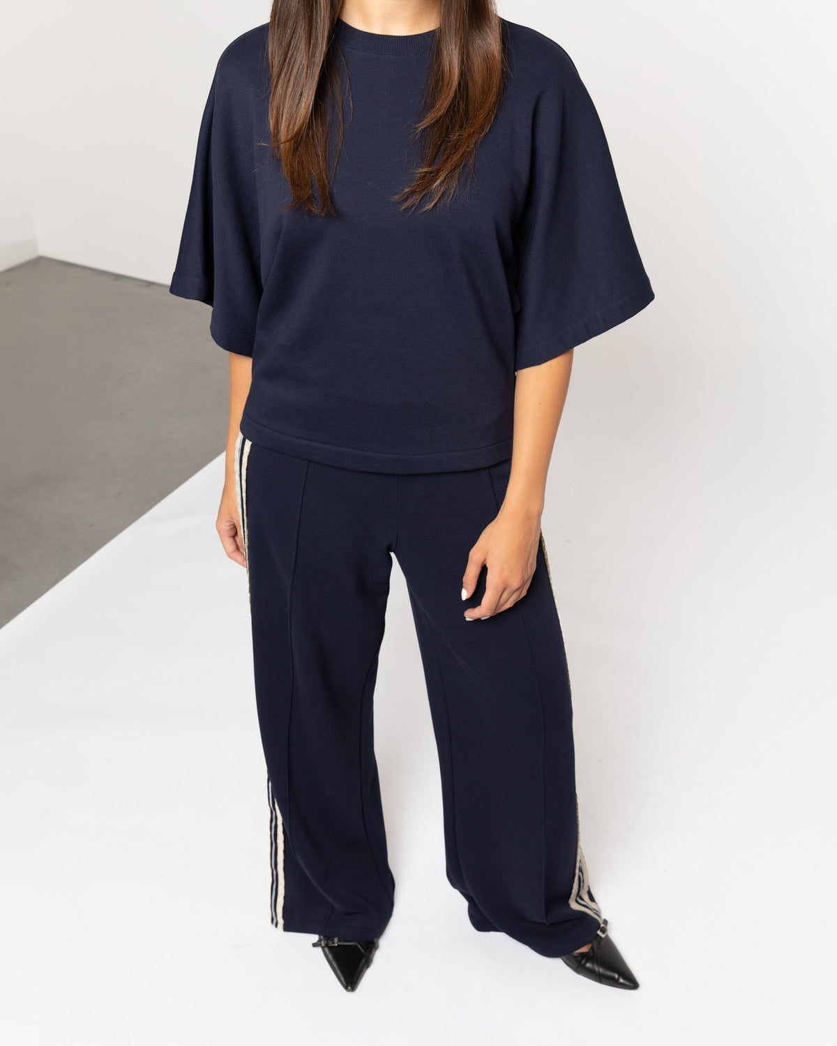 WIDE LEG LACE TAPE SWEAT PANTS TALL MARINEBLAUW