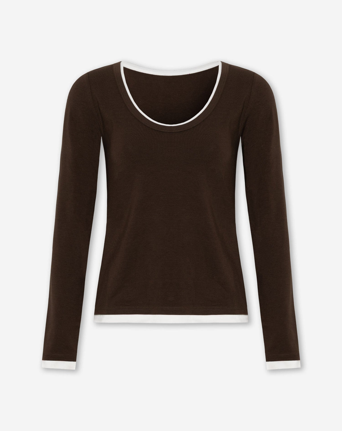 CONTRAST BINDING LONG SLEEVE TOP BRUIN