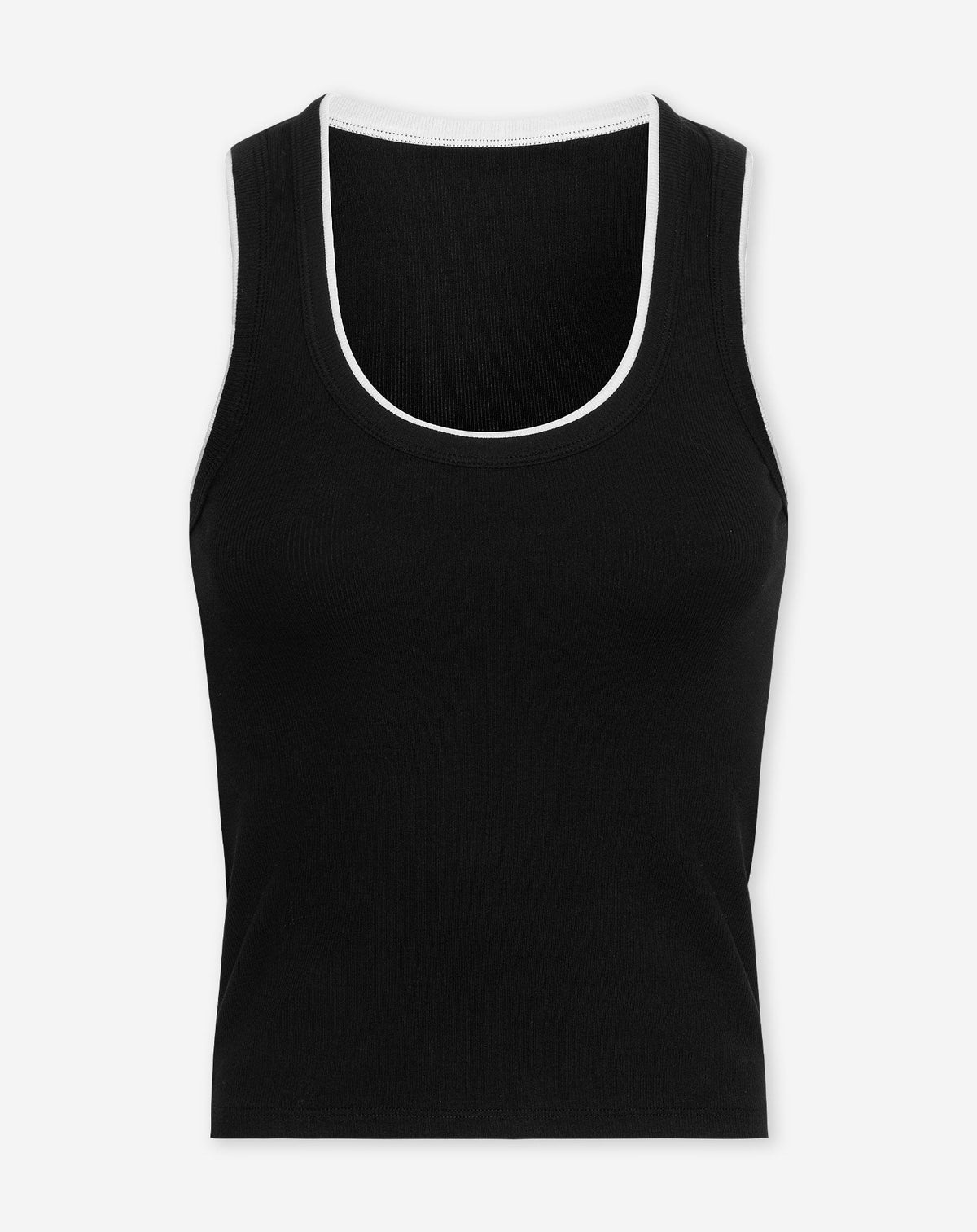 CONTRAST BINDING RIB TOP ZWART