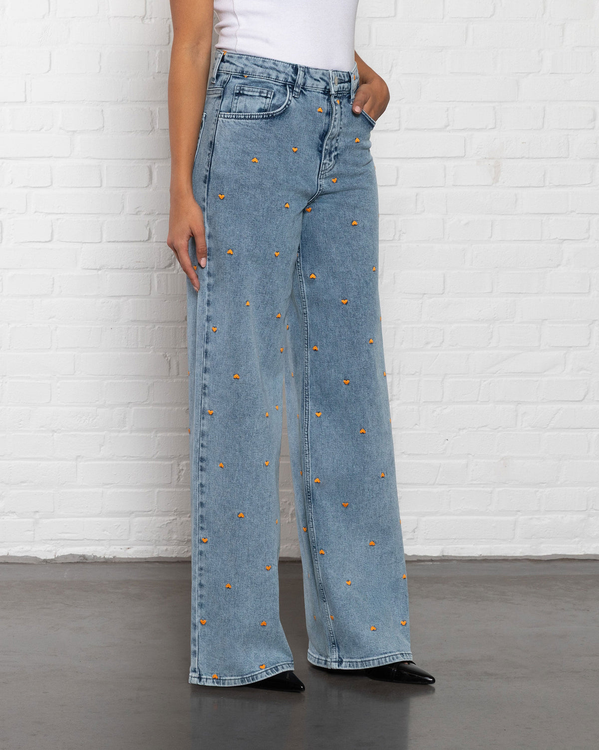 HEART COMFORT WIDE LEG JEANS ORANJE