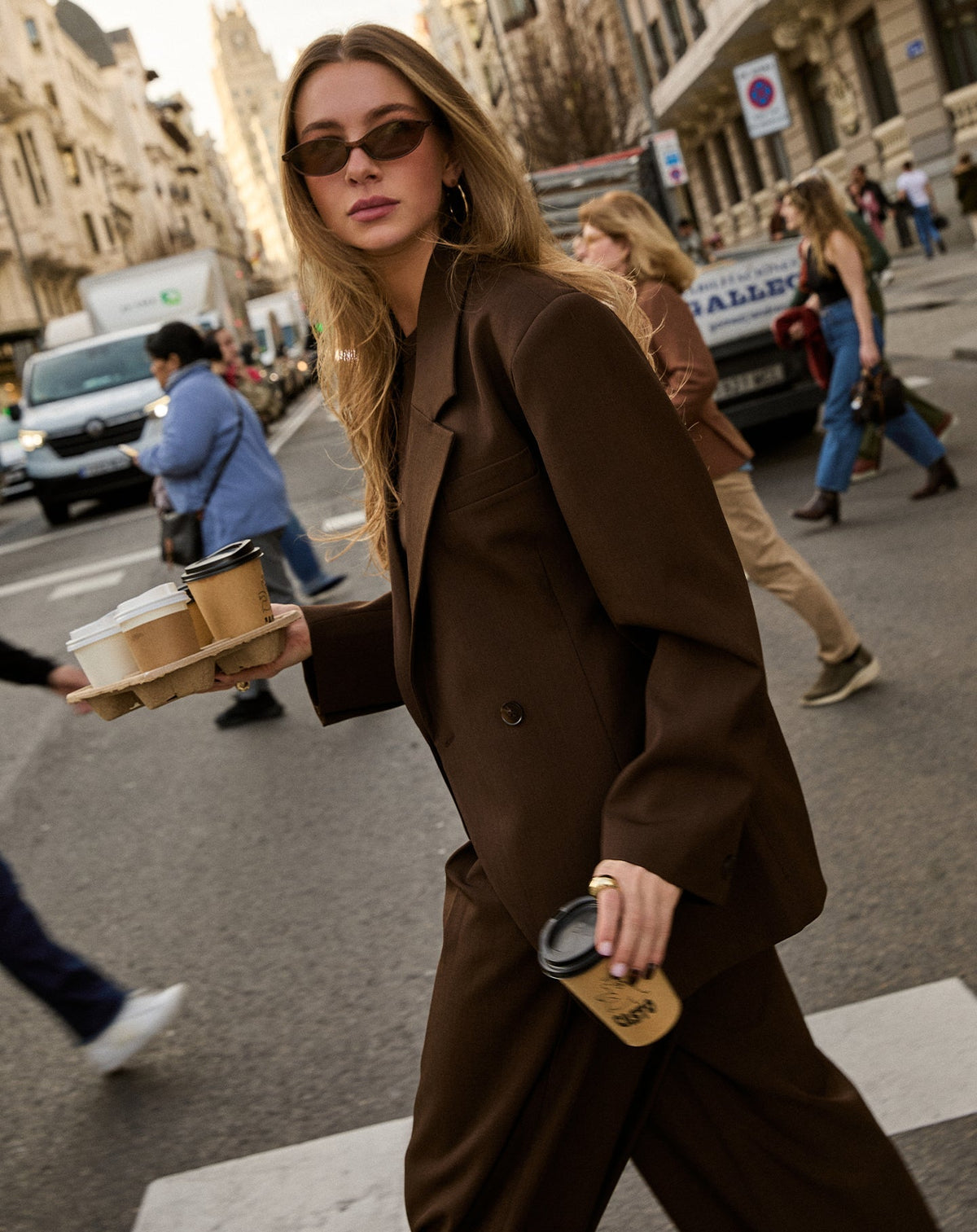LORNA OVERSIZED CINCHED BLAZER BRUIN