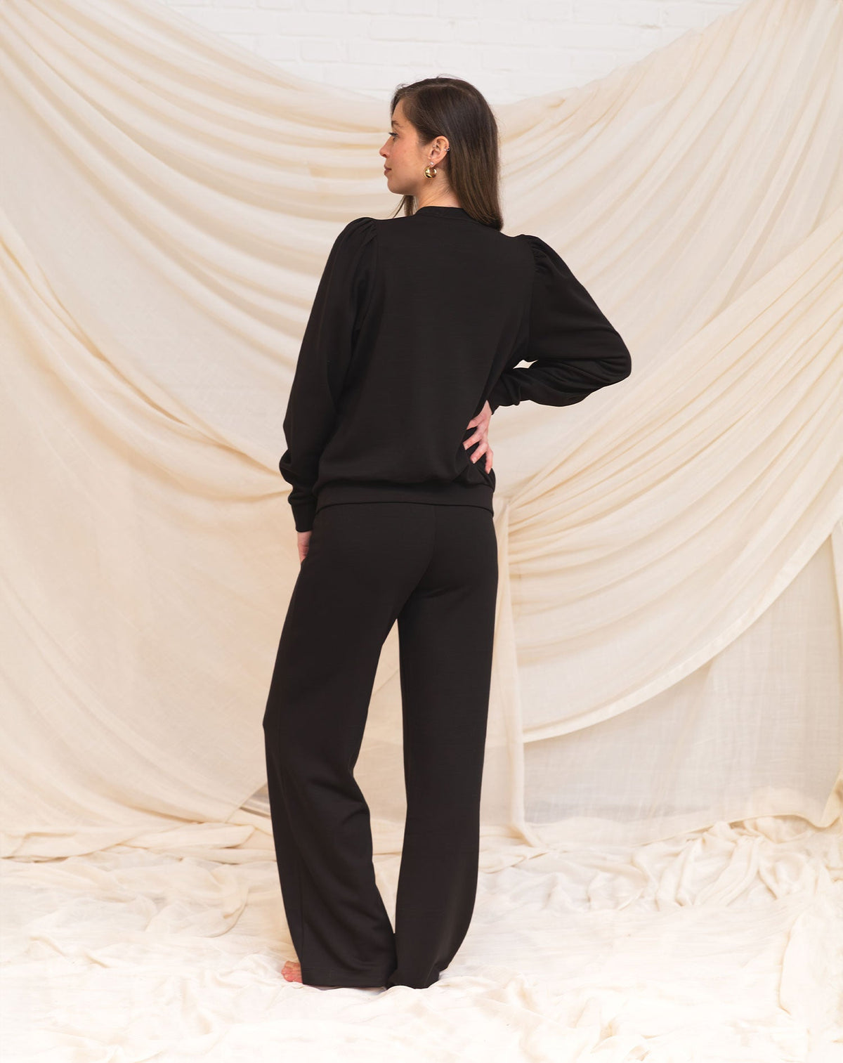 SCUBA PINTUCK PANTS MATERNITY TALL ZWART
