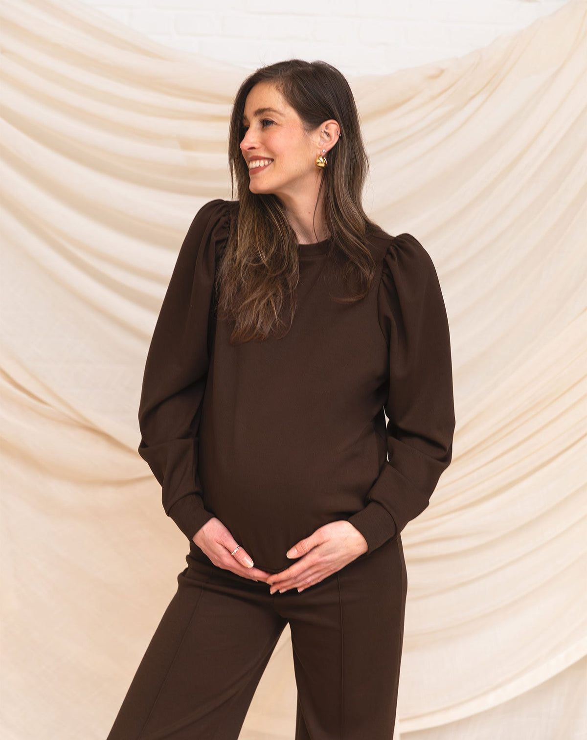 SCUBA PUFF SLEEVE SWEATER MATERNITY BRUIN