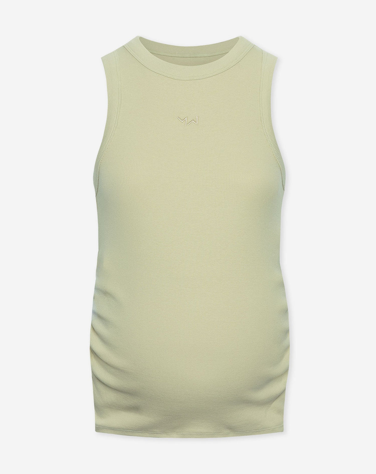 RACERBACK EMBROIDERY RIB TOP MATERNITY PISTACHE