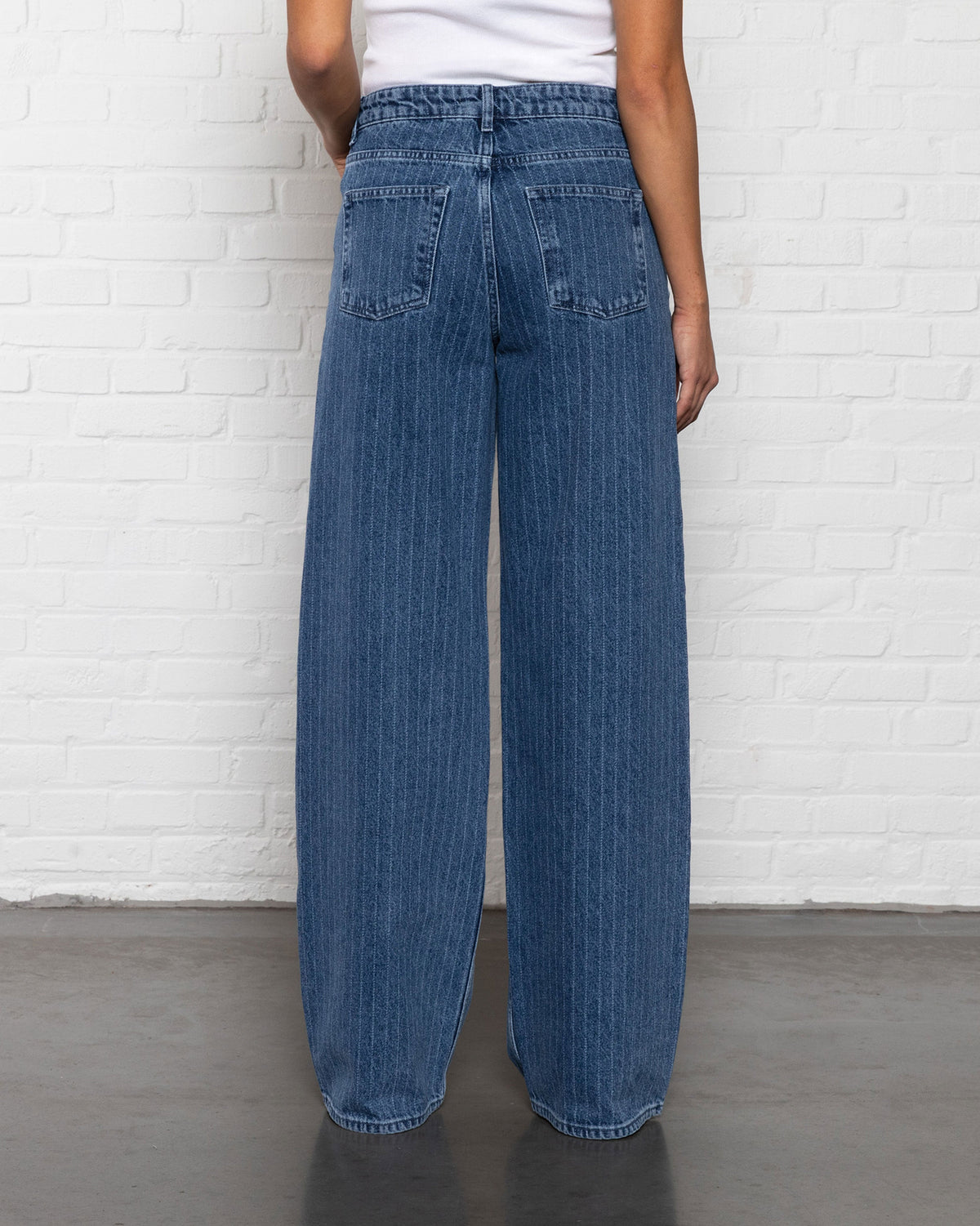 STRIPE WIDE LEG JEANS BLAUW