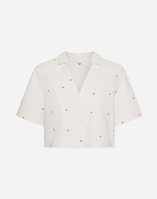 HEART DENIM TOP CRÈME