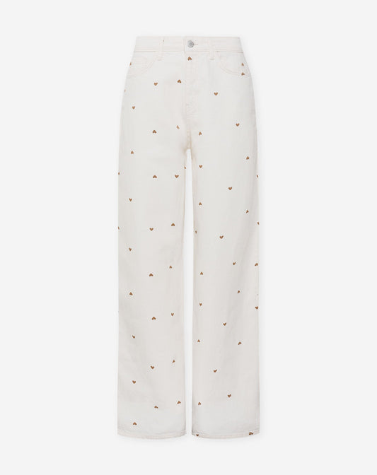 HEART WIDE LEG JEANS CRÈME