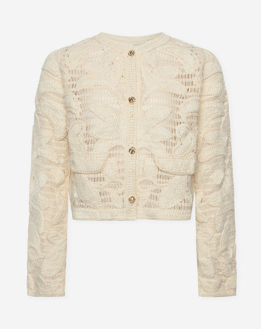 SALLY FLOWER CROCHET CARDIGAN CRÈME