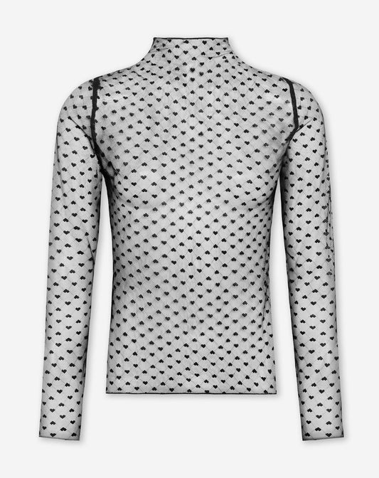 ALEXI HEART LACE TOP ZWART