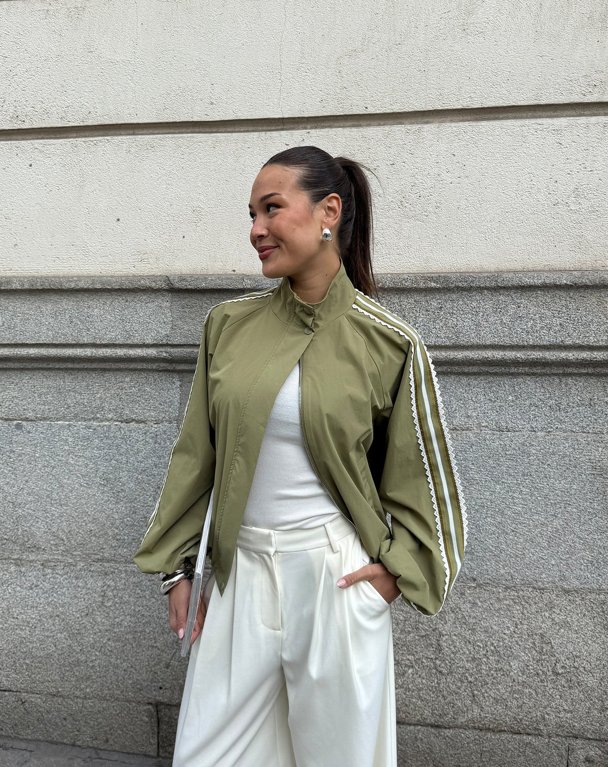 BEX TRACK JACKET OLIJFGROEN