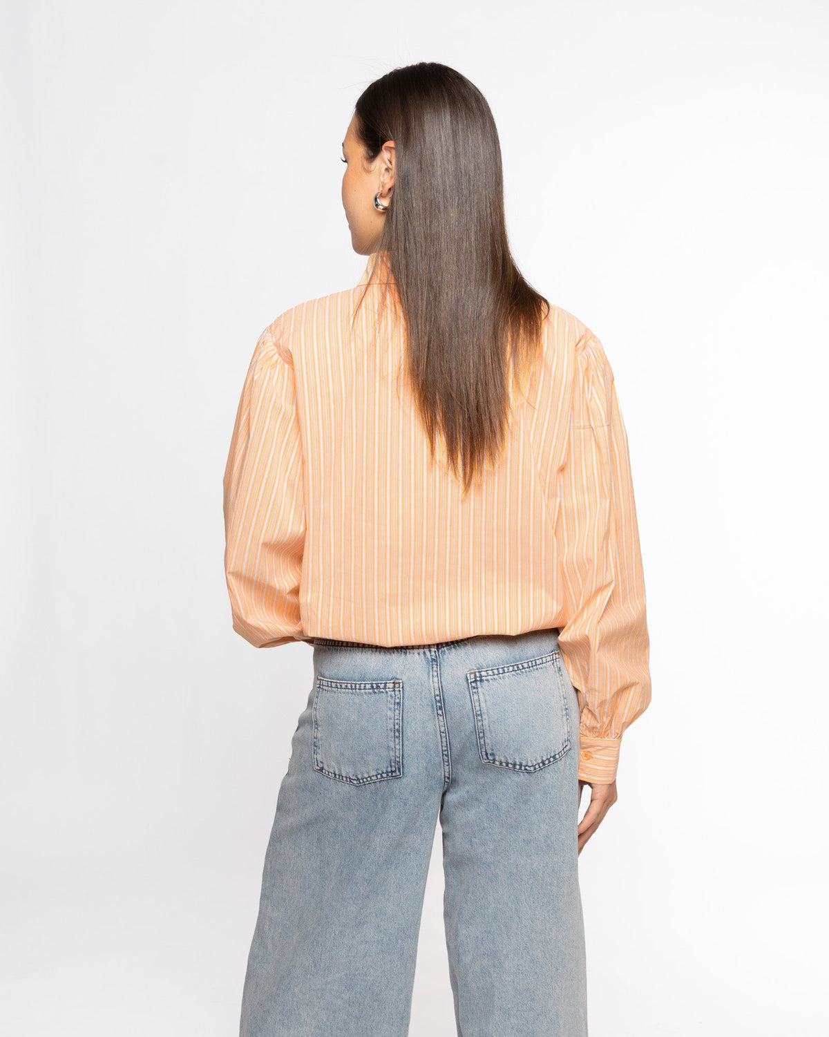 BUBBLE HEM BLOUSE ORANJE STRIPE