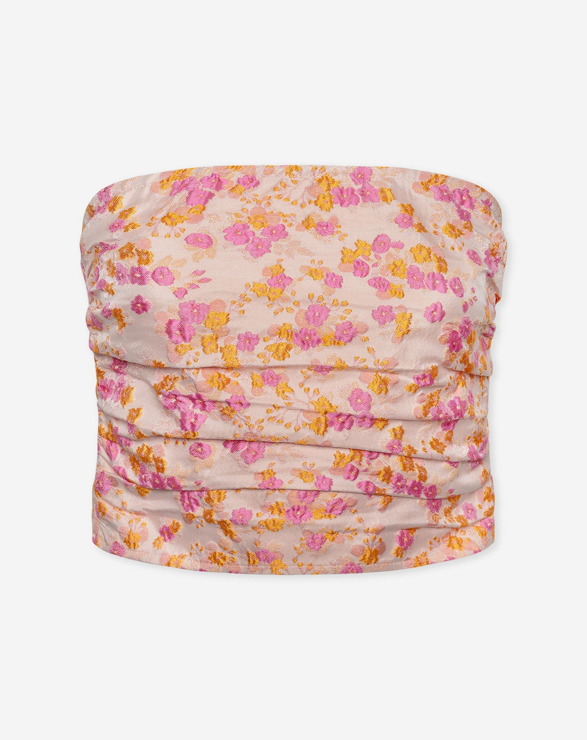 FLOWER JACQUARD BANDEAU TOP ORANJE ROZE