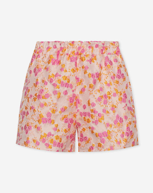 FLOWER JACQUARD SHORTS ORANJE ROZE