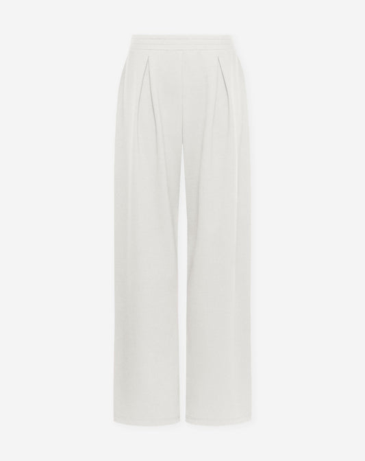 PLEATED WIDE LEG SWEAT PANTS CRÈME