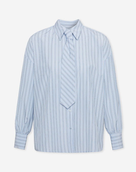 NELA OVERSIZED TIE BLOUSE BLAUW STRIPE