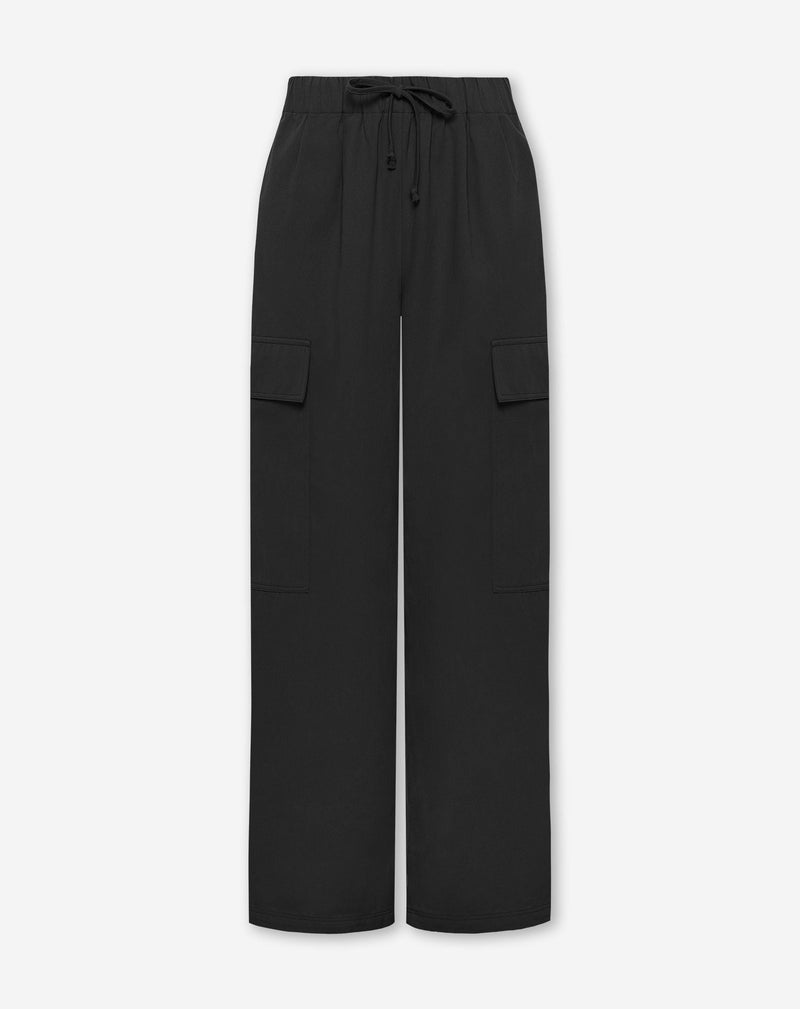 GIA WIDE LEG CARGO PANTS ZWART