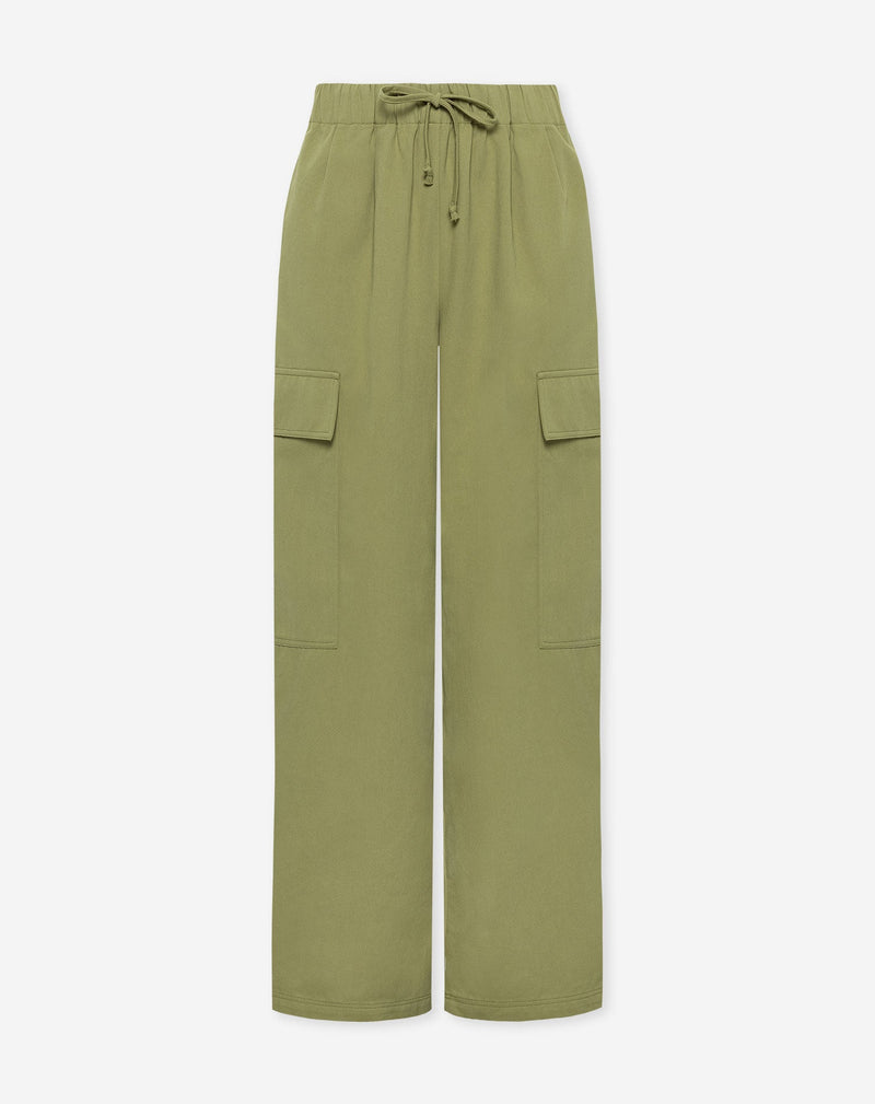 GIA WIDE LEG CARGO PANTS OLIJFGROEN