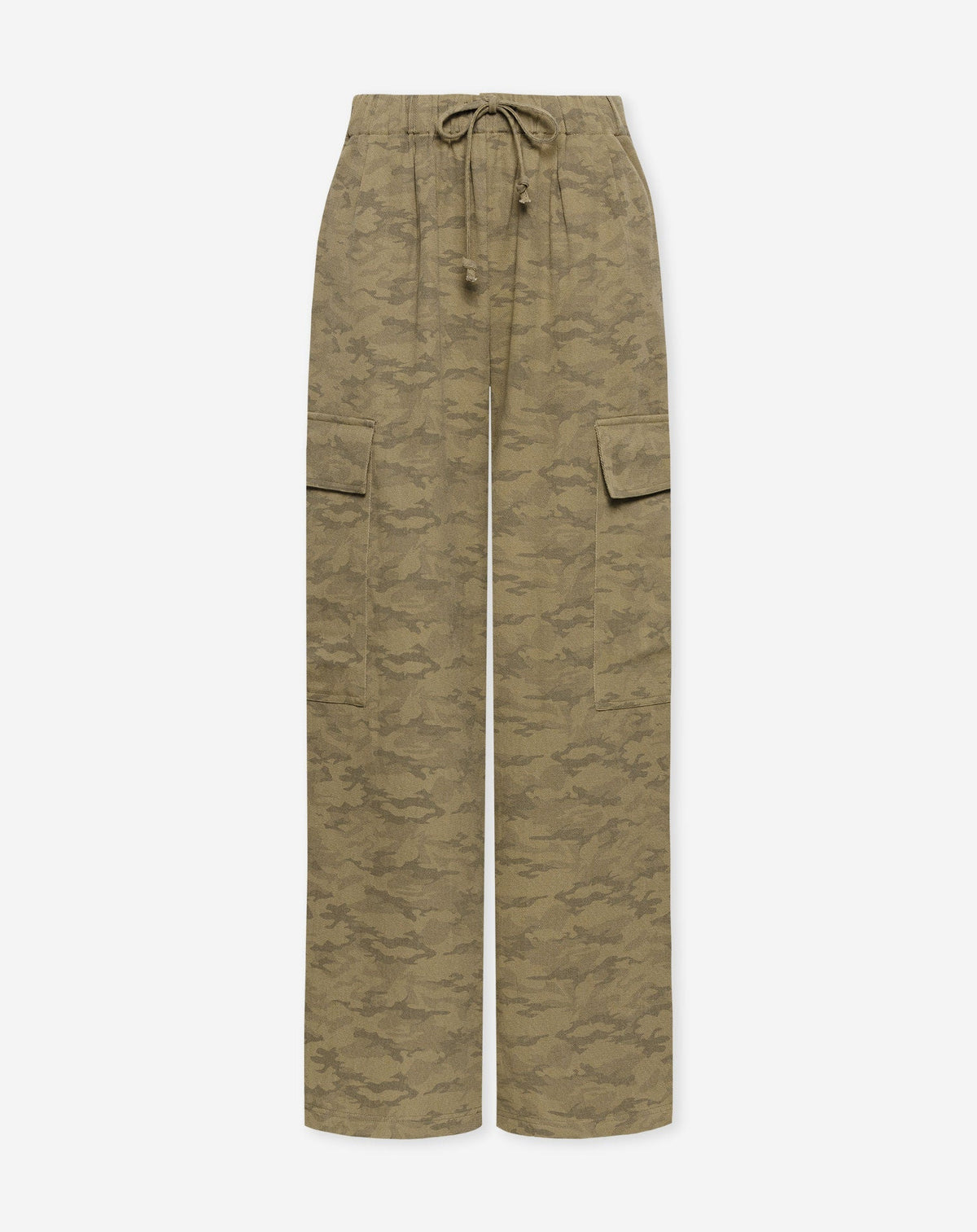 GIA WIDE LEG CARGO PANTS PETITE ARMY PRINT GROEN