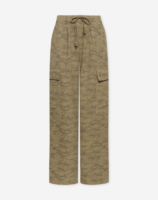 GIA WIDE LEG CARGO PANTS ARMY PRINT GROEN