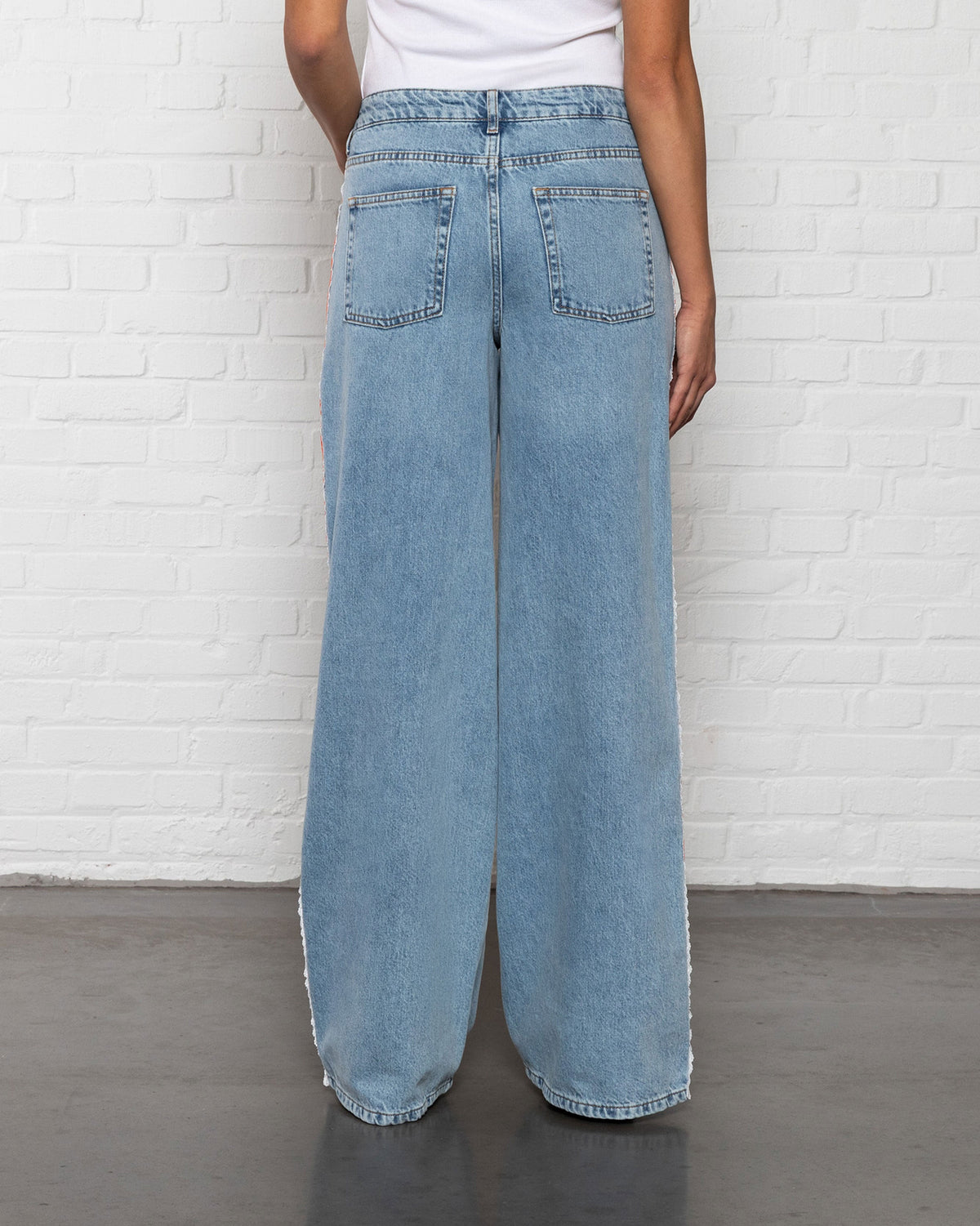CROCHET TAPE WIDE LEG JEANS ORANJE