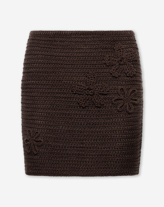 FLOWER CROCHET SKIRT BRUIN