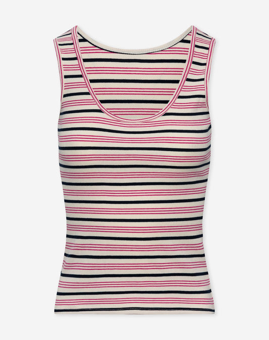 RIBBED SINGLET STRIPE CRÈME FUCHSIA