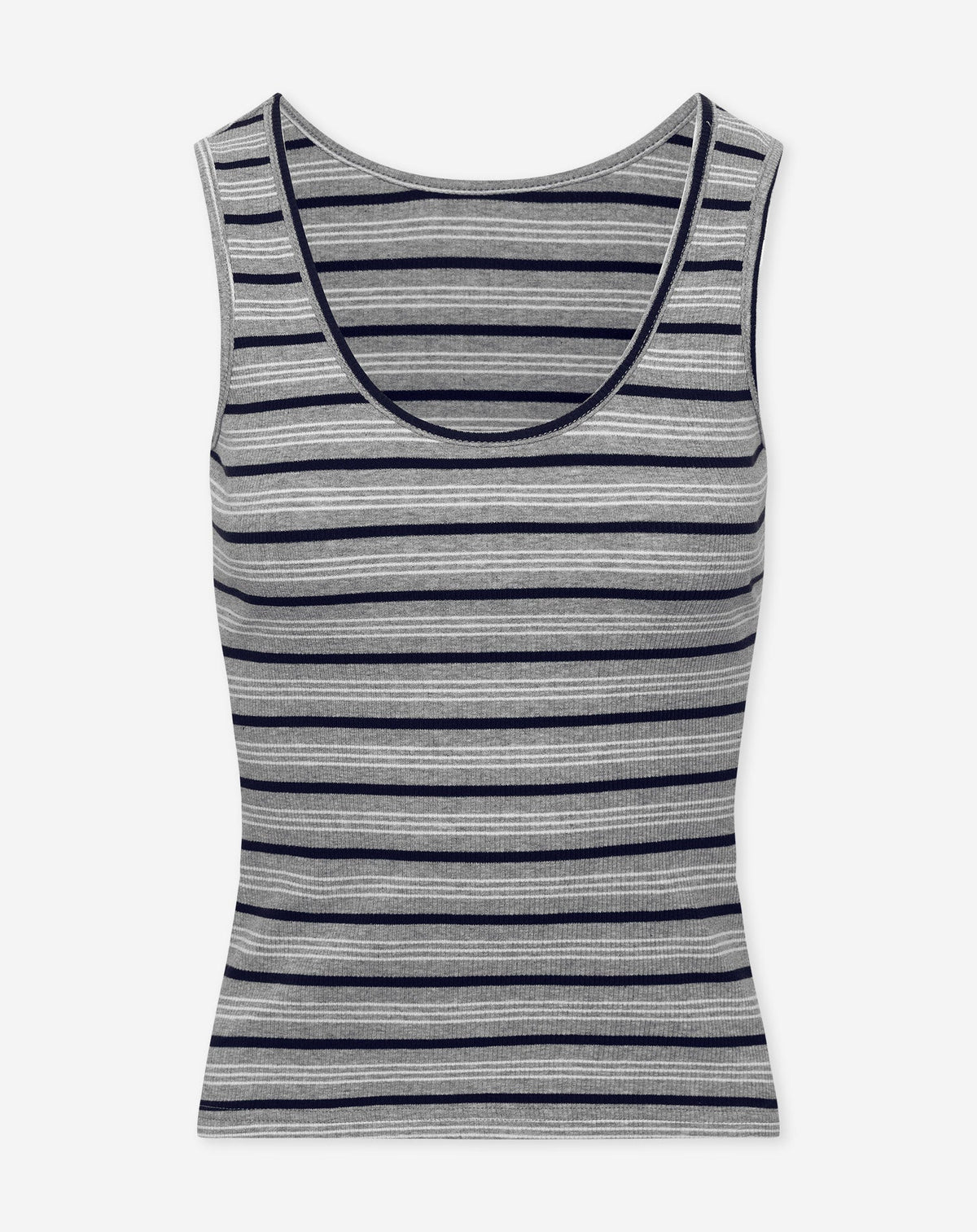 RIBBED SINGLET STRIPE GRIJS MARINEBLAUW