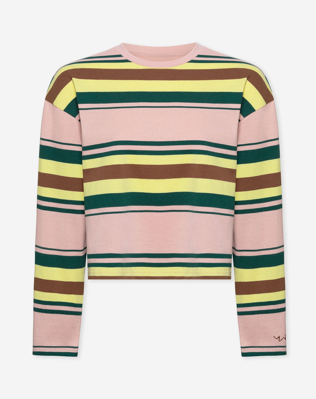LAINA STRIPED LONG SLEEVE CROPPED TEE ROZE