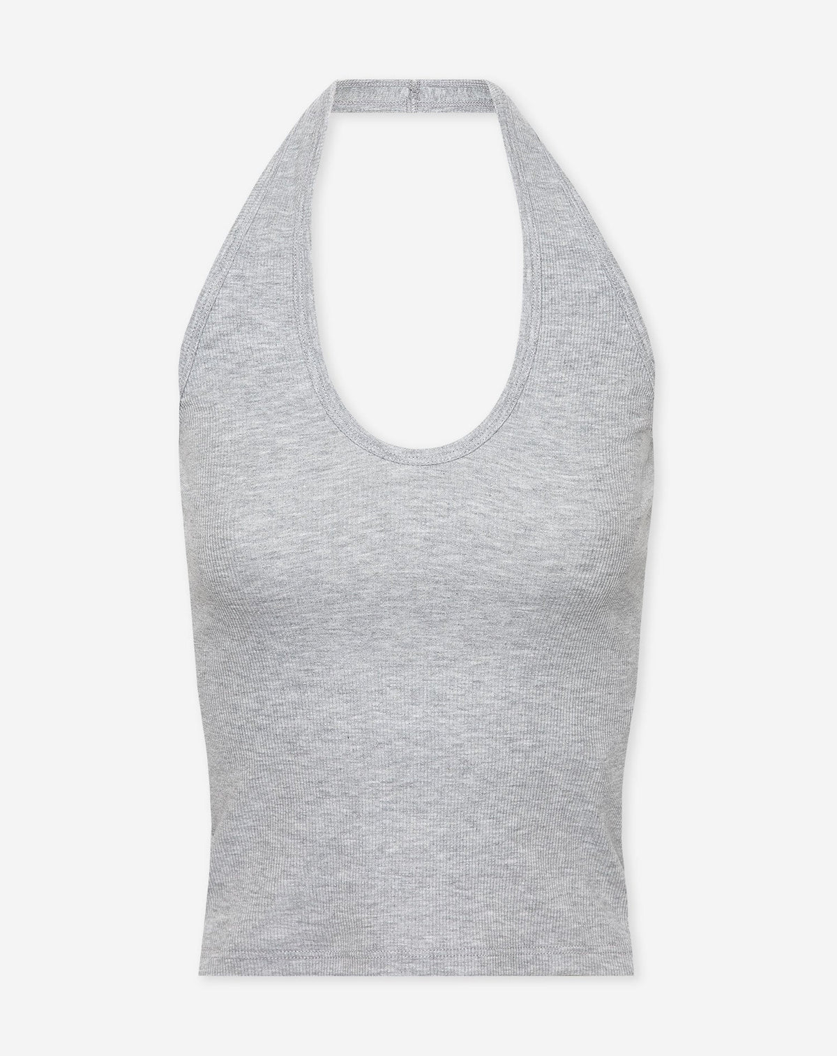 HALTER RIB TOP GRIJS MELANGE