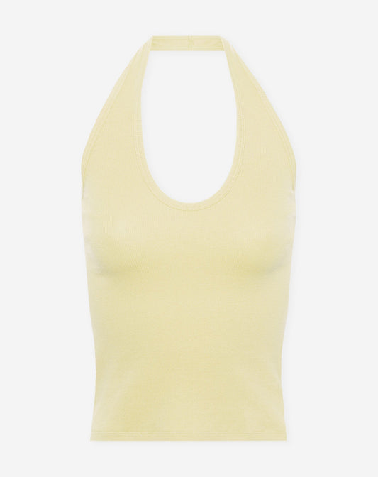 HALTER RIB TOP ZACHT GEEL