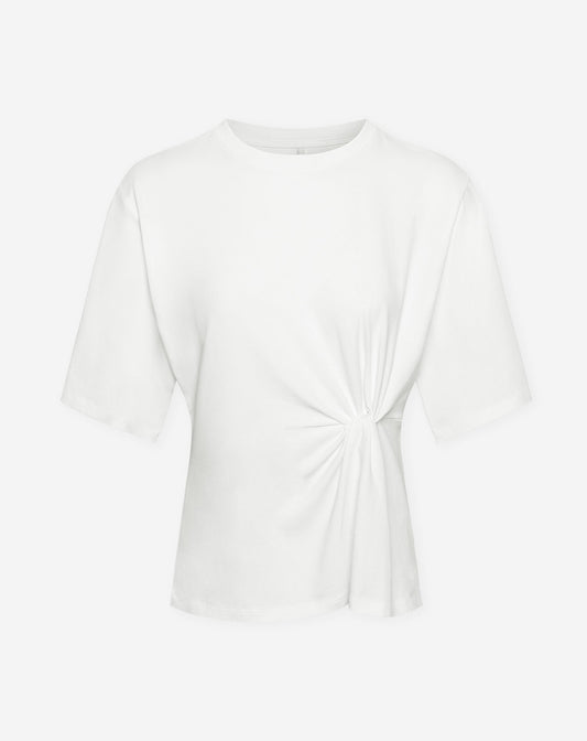 KNOTTED DETAIL SHORT SLEEVE TOP CRÈME