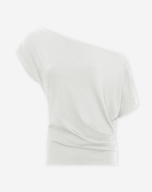 OFF SHOULDER PLEAT TOP CRÈME