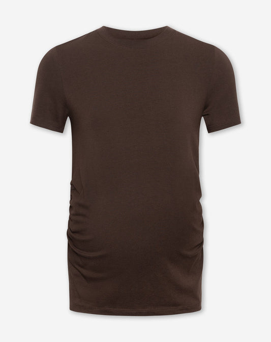 BASIC SHORT SLEEVE FITTED TOP MATERNITY BRUIN