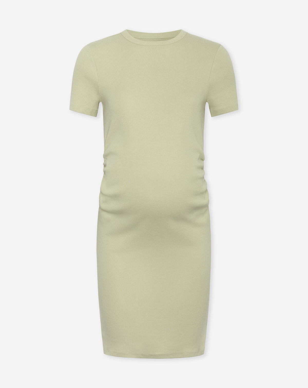 BODYCON SHORT SLEEVE RIB DRESS MATERNITY PISTACHE