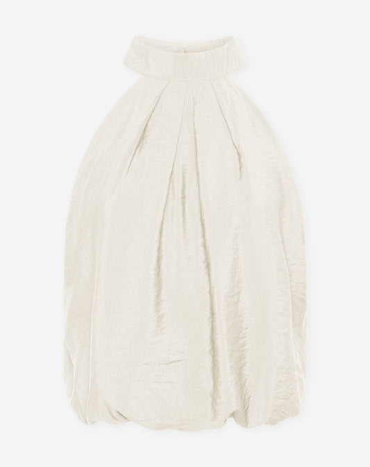 LUX BUBBLE HEM HALTER TOP CRÈME