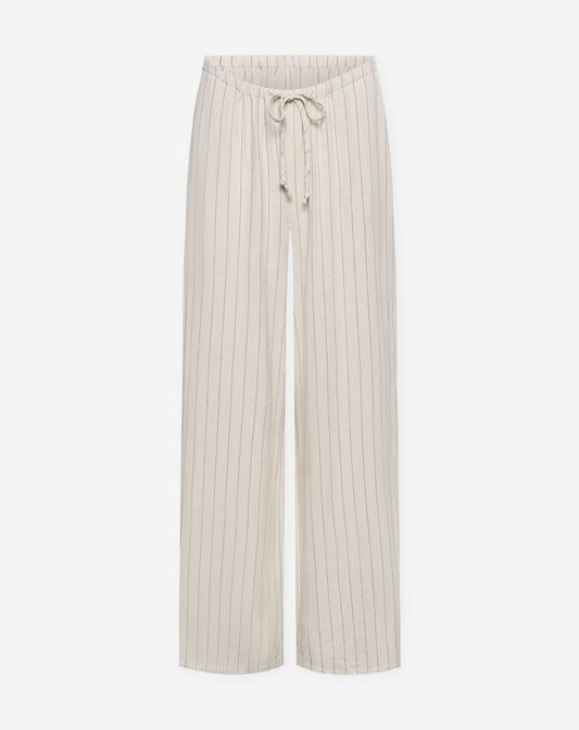 RHODE LINEN PULL ON PANTS MATERNITY PIN STRIPE BEIGE