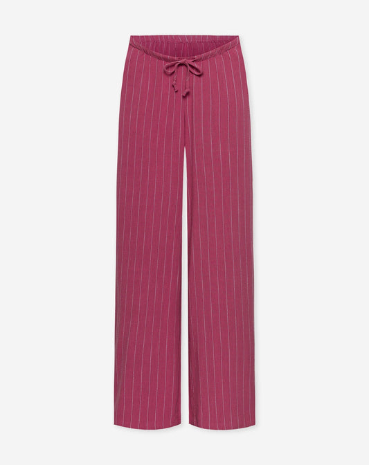 RHODE LINEN PULL ON PANTS MATERNITY PIN STRIPE CHERRY