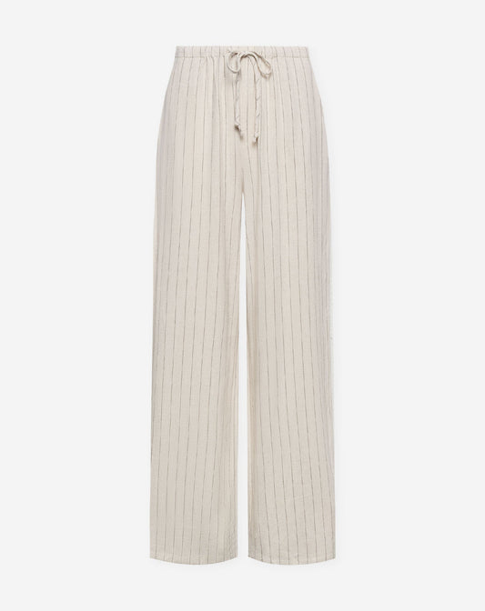 RHODE LINEN PULL ON PANTS PIN STRIPE BEIGE