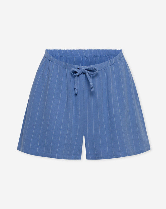 RHODE LINEN PULL ON SHORTS MATERNITY PIN STRIPE BLAUW