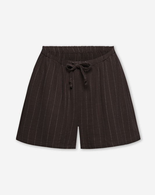 RHODE LINEN PULL ON SHORTS MATERNITY PIN STRIPE BRUIN